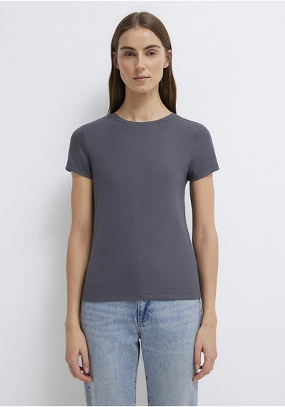 Mavi - Antrasit Tencel Basic Tişört 1612904-83620 Antrasit