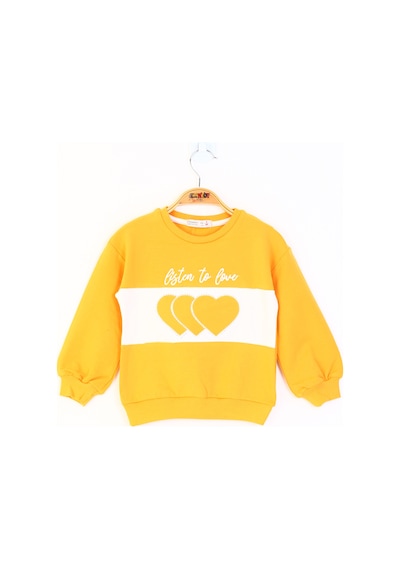 Toontoy Kız Çocuk Kalp Nakışlı Sweatshirt Hardal