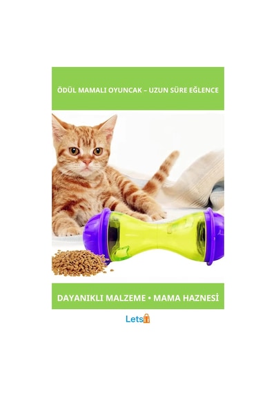 İnteraktif Kedi Ödül Mamalı Eğlenceli Oyuncak Mor Yeşil