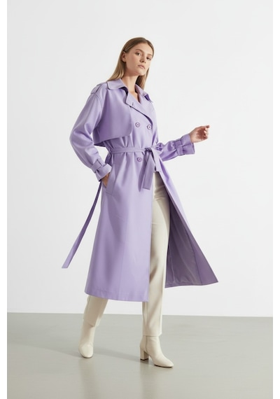 Durivya Kruvaze Yaka Oversize Trençkot Lila