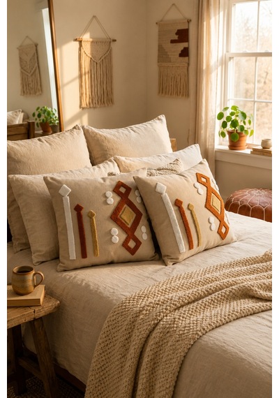 Punch Nakış Kırlent Kılıfı 2 Li 40 Cm X 40 Cm Açık Güneş Mavisi
