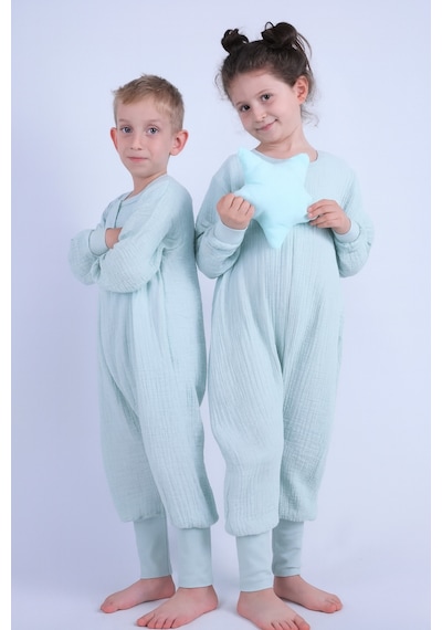 For My Baby 1 Tog Çocuk Uyku Tulumu Unisex Uzun Kollu Uyku Tulumu Turkuaz
