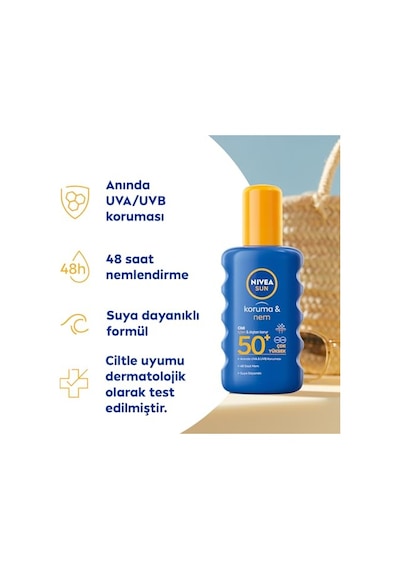 Nıvea Sun Spf50+yüksek Güneş Koruyucu 200 Ml,suya Dayanıklı,nemlendirici,c Vitamini,hyalüron