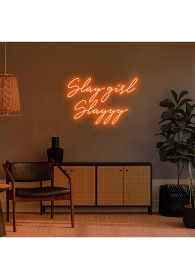 Slay Girl Slayyy Yazılı Neon Tabela Turuncu