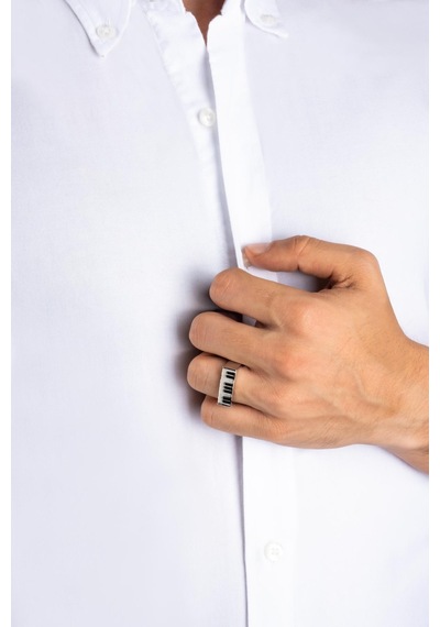 Piyano 18 Ayar Beyaz Altın Kaplama Unisex Gümüş Yüzük