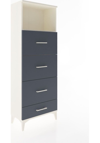 Arges Dolap Tek Raflı 4 Çekmeceli 60x30x163 Aytaşı-antrasit Aytaşı