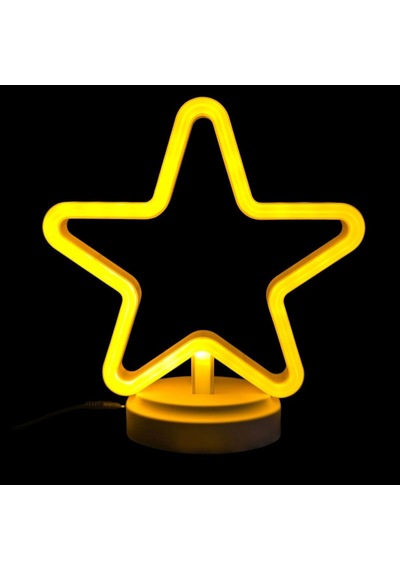 Pil Neon Işıklı Yıldız Masa Gece Lambası Ve Usb .