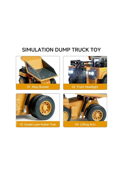 1/64 Kumandalı Mini Kamyon Ekskavatör Forklift 3 Lü Set 2.4 Ghz Şarjlı Sarı