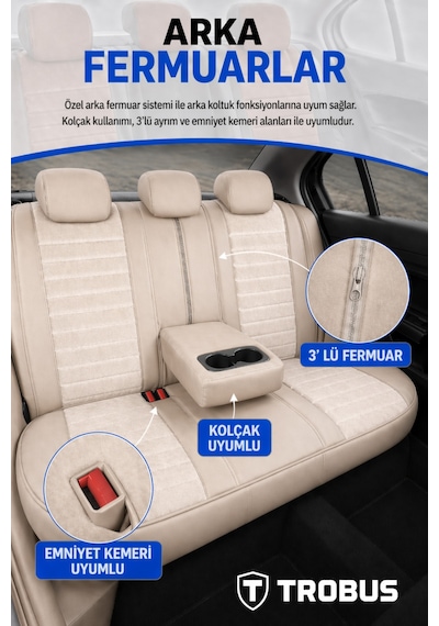 Citroen Nemo 2008-2014 Ortopedik Tay Tüyü Koltuk Kılıfı Prestige Line Krem