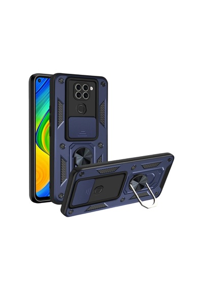 Uryport Xiaomi Redmi Note 9 4g Kılıf Pars Lens Yüzüklü Silikon - Lacivert