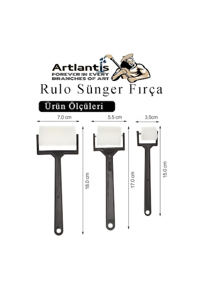 Sünger Rulo Fırça 15 Li 1 Paket Siyah Plastik Saplı Boyama Süngeri Sanatsal Sünger Boya Fırçası Parmak Guaj Akrilik Boya