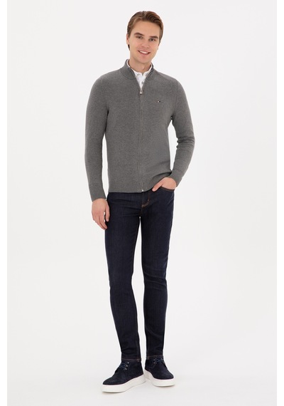 U.s. Polo Assn. Erkek Gri Melanj Hırka Triko 50313688-vr086 Grı Melanj