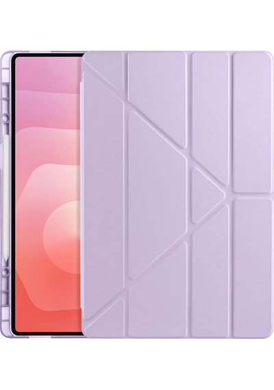 Samsung Uyumlu Galaxy Tab S11 Ultra Kılıf Tri Folding Kalem Bölmeli Standlı Arka Kapak