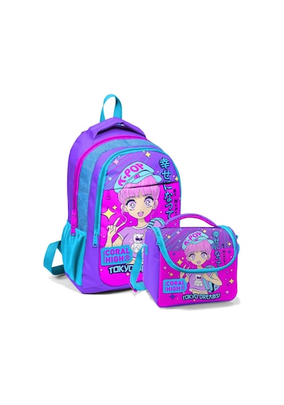 Coral High Kız Çocuk Okul Sırt Ve Beslenme Çantası Seti Lavanta K-pop