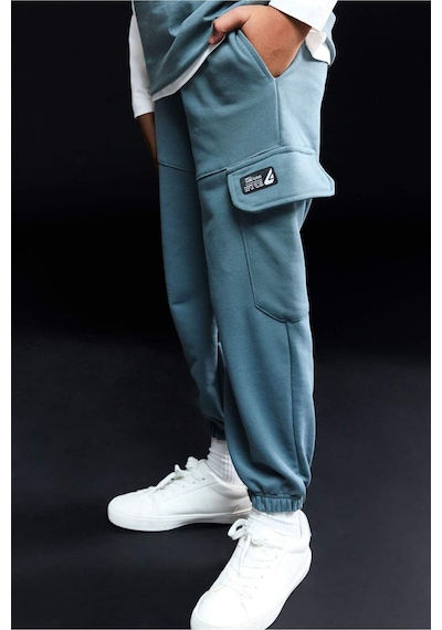 Defacto Beli Lastikli Kargo Cepli Jogger Eşofman Altı Erkek Çocuk G6152a826spbe455 Mavi-be455