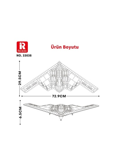 Reobrix 33038 B2 Bombardıman Uçağı Yaratıcı Yapı Blok Seti Building Blocks B2 Bomber - 1977 Parça