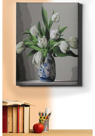 Webstyle Sayılarla Boyama Seti Kasnaklı Vazodaki Laleler 60 X 75 Cm