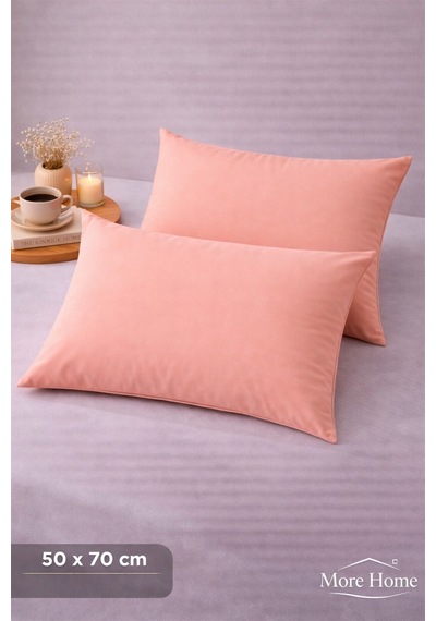 More Home Pamuklu Yastık Kılıfı 2 Adet 50x70 cm Somon