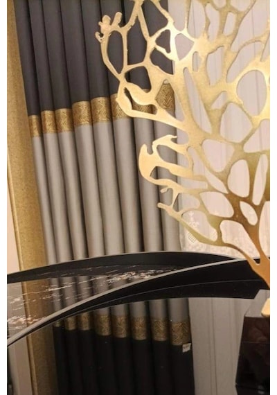Lusya Siyah-gri 1/3 Sık Pile Pano Fon Perde Apm 90x250