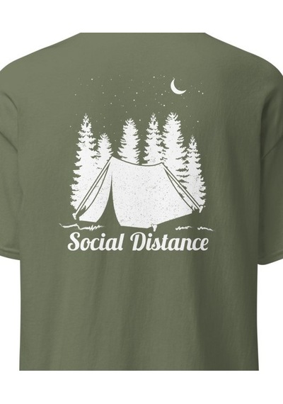 Wildstyle Social Distance Kamp Çadır Orman Doğa Sessizlik Baskılı Unisex Pamuklu Tişört Haki