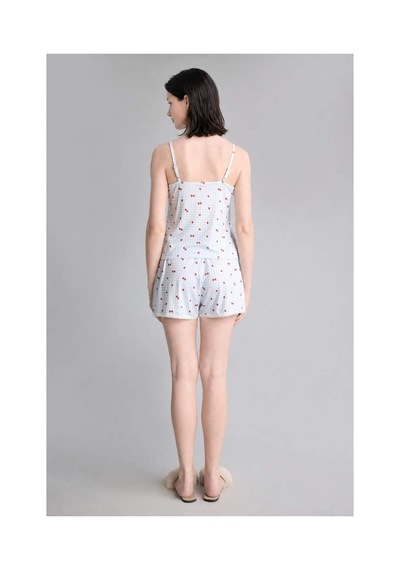 Defacto Regular Fıt Askılı 2li Softshell Açık Mavi Şortlu Pijama Takımı H6376ax26hsbe250 Mavi-be250