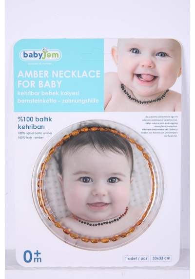 Babyjem %100 Keltik Kehribarı Amber Bebek Kolyesi 587 Koyu Bal Gri