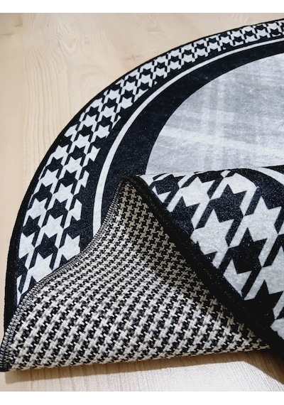 Kaz Ayağı, Pamuk Dokuma Taban Yuvarlak Banyo Halısı 100x100-60x60-40x60 Cm 3 Lü Set Arb8073 Çok Renkli