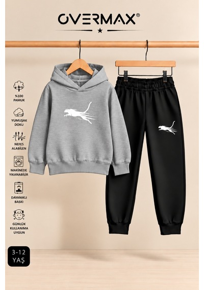 Overmax Çita Baskılı Çocuk Kapüşonlu Sweatshirt Eşofman Takımı- 3-12 Yaş Gri - Siyah - 934280003 Gri - Siyah Overmax Çita Baskılı Çocuk Kapüşonlu Sweatshirt Eşofman Takımı- 3-12 Yaş Gri - Siyah - 934280003 Gri - Siyah