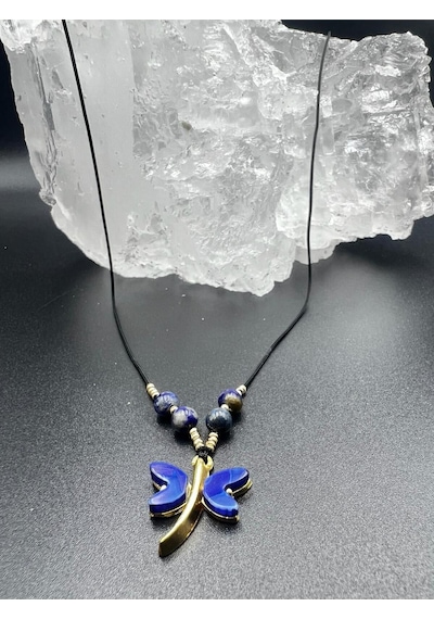 Sertifikalı Lapis Lazuli & Sedef Doğal Taş Tasarım Kolye Yusufcuk Detaylı Aaa Kalite Çok REnkli