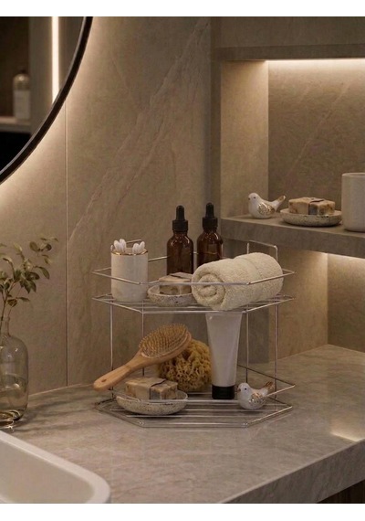 Konak Alışveriş Krom Banyo Köşelik 2 Katlı