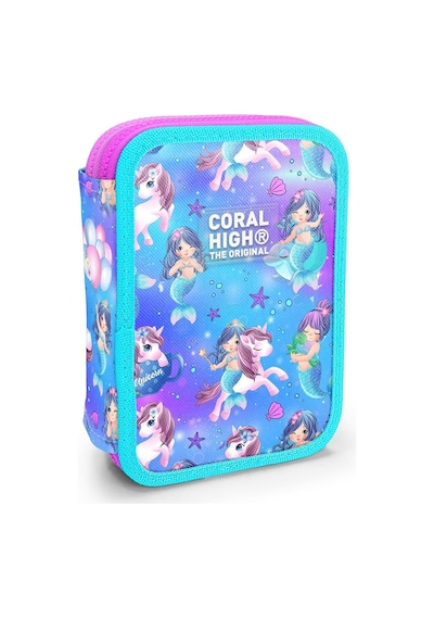 Coral High İki Karlı Organizer Kalemlik - Turkuaz Unicorn, Kız Çocuk, Turkuaz Unicorn Turkuaz