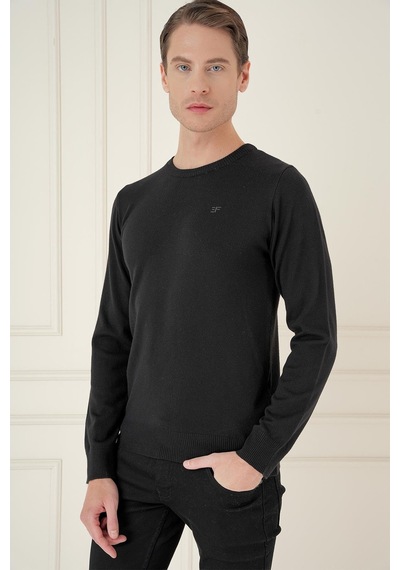 Efor Tr 875 Slim Fit Siyah Klasik Triko Siyah