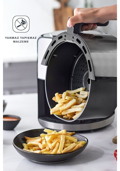 Homend Airfryday 2502H 8 Farklı Program, 5 Litre Dokunmatik Ekranlı Fritöz Inox