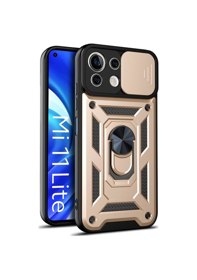 Nettech Xiaomi Mi 11 Lite Uyumlu Kızaklı Panzer Seri Arka Koruma Kılıf - Siyah Siyah