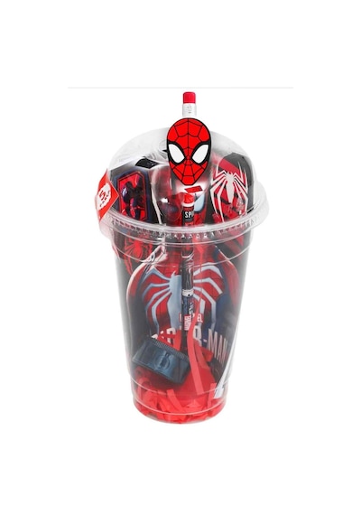 X Dekomus Lisanslı Spiderman Hero Force Collection Cup 5 Parça Kırtasiye Seti Sticker, Tüylü Kalem "dekomus Cep Defteri Hediyeli" 124-Pembe