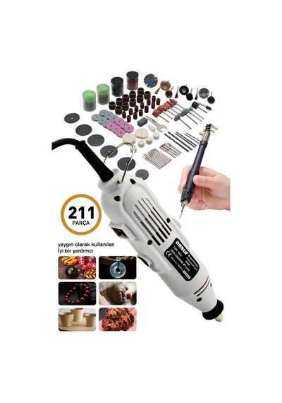 Assur 6 Kademeli 600w Gravür Hobi Taşlama Seti Çantalı 211 Parça-2302