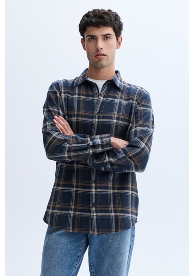 Mudo Erkek Erkek Lacivert Ekoseli Regular Fit Uzun Kollu Gömlek 1264535