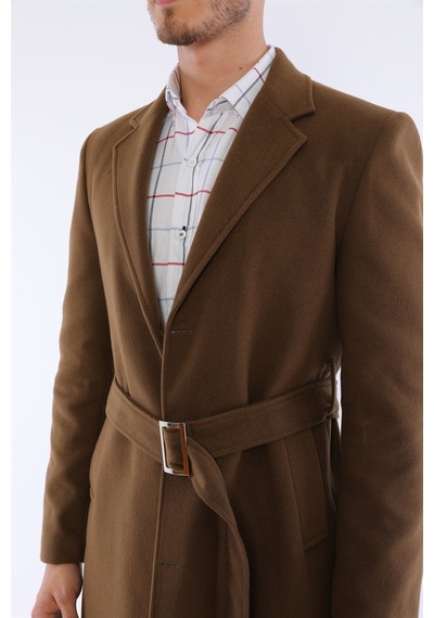 Plt8400 Dewberry Erkek Palto-Camel-Camel Koyu Camel