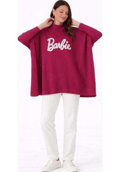 Onno Style Women Düz Triko Standart Panço Bordo