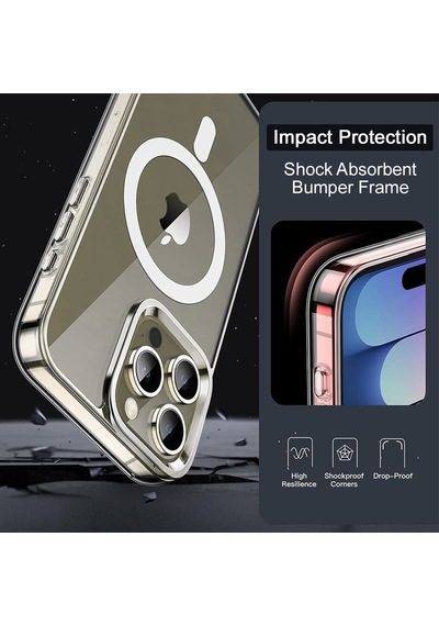 Apple Uyumlu iPhone 15 Pro Max İçin Magsafe Özellikli Şeffaf Silikon Kılıf