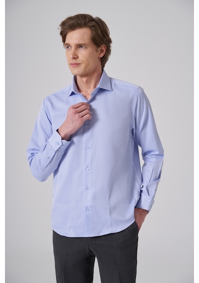 Morven Erkek Mavi Polyester Trend Slim Fit Tam İtalyan Yaka Gömlek 26mc004044300 Mavi