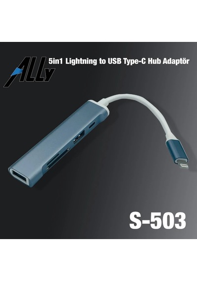 Ally S-503 5in1 Lightning To Usb + Sd Kart Hub Adaptör Çevirici Dönüştürücü- 5775