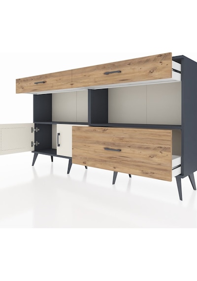 Arges Konsol 2 Raflı 3 Çekmeceli 2 Kapaklı 176x30x99 Antrasit-ayt Antrasit-aytaşı/çam Arges Konsol 2 Raflı 3 Çekmeceli 2 Kapaklı 176x30x99 Antrasit-ayt Antrasit-aytaşı/çam