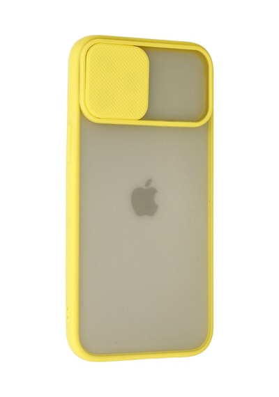 Apple iPhone  Uyumlu,  12 Pro Max Kılıf Palm Buzlu Kamera Sürgülü Silikon - Sarı