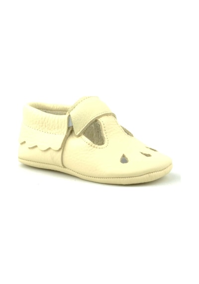 Hapshoe Kids Hakiki Deri Bej Lastikli Kız Bebek Patik Bej