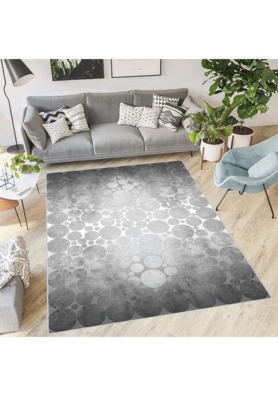 Rovigo Home Dijital Baskı Yıkanabilir Kaymaz Taban Salon Halısı Rvg1862-sm80 Gri