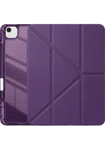 Ps Apple Uyumlu iPad Air 13 İnç M4 / M3 / M2 Tri Folding Standlı Kılıf - Mor Kapaklı Kılıf