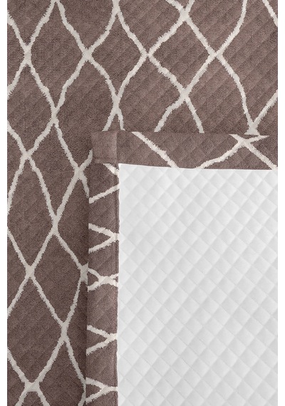 Vizon Geometrik Modern Genç Odası Tek Kişilik Pike Takımı - Minimal 160x220 Cm Kapitone Yatak Örtüsü Melez Kadife Kırığı