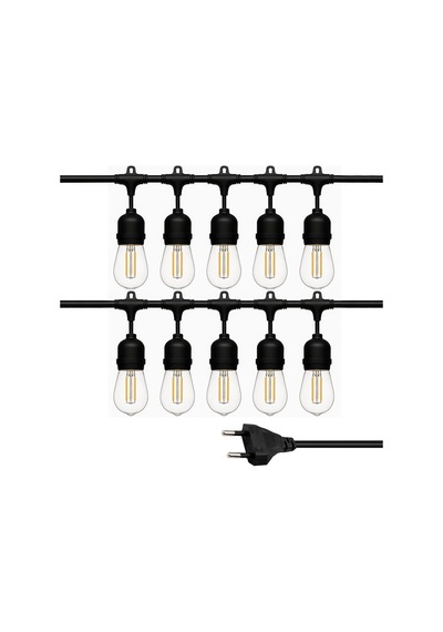 Ayt Ledx Kb00002 10 Lu E27 Duy Sıralı 10 Metre Lamba Kablosu 10 Adet Duy İçerir Açık Hava Düğün Eğlence Aydınlatması