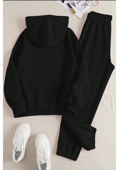 Uyguntarz Unisex Uykucu Panda Baskılı Rahat Eşofman Takımı Siyah